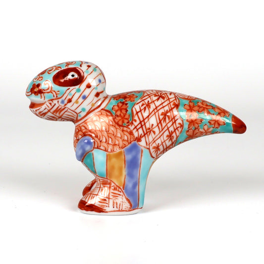 Arita Ware | Arita-yaki Japanese Porcelain | Hand-Painted Dinosaur Figurine | Japanese Porcelain Animal Sculpture | Sakura Shonzui Pattern | Japanese Art & Craft | Made in Japan | Akane Studio | Shoko Yamaguchi