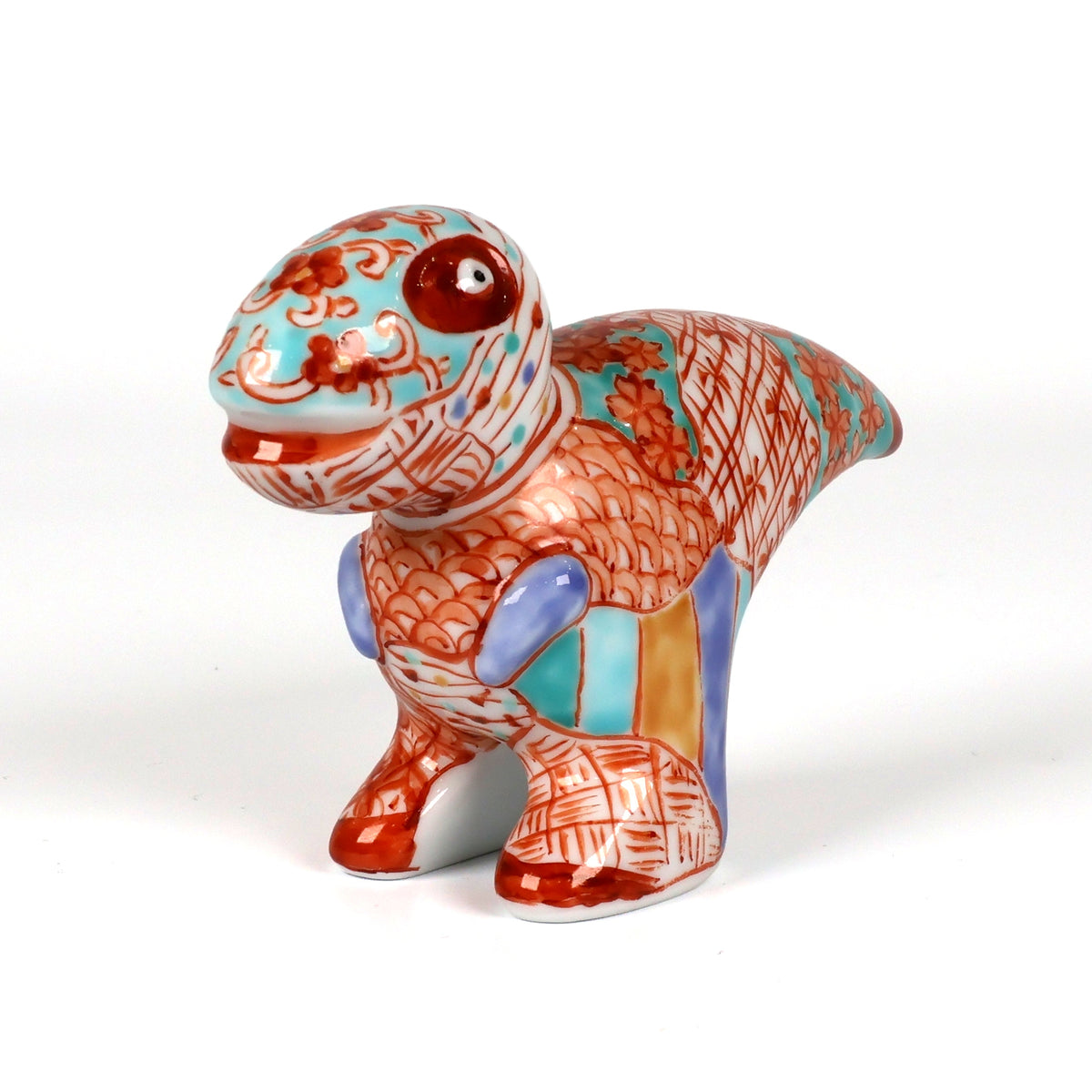 Arita Ware | Arita-yaki Japanese Porcelain | Hand-Painted Dinosaur Figurine | Japanese Porcelain Animal Sculpture | Sakura Shonzui Pattern | Japanese Art & Craft | Made in Japan | Akane Studio | Shoko Yamaguchi