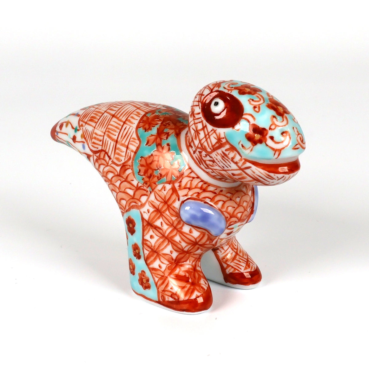 Arita Ware | Arita-yaki Japanese Porcelain | Hand-Painted Dinosaur Figurine | Japanese Porcelain Animal Sculpture | Sakura Shonzui Pattern | Japanese Art & Craft | Made in Japan | Akane Studio | Shoko Yamaguchi