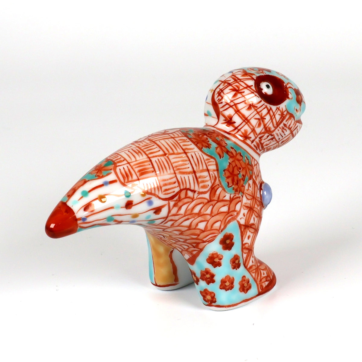 Arita Ware | Arita-yaki Japanese Porcelain | Hand-Painted Dinosaur Figurine | Japanese Porcelain Animal Sculpture | Sakura Shonzui Pattern | Japanese Art & Craft | Made in Japan | Akane Studio | Shoko Yamaguchi