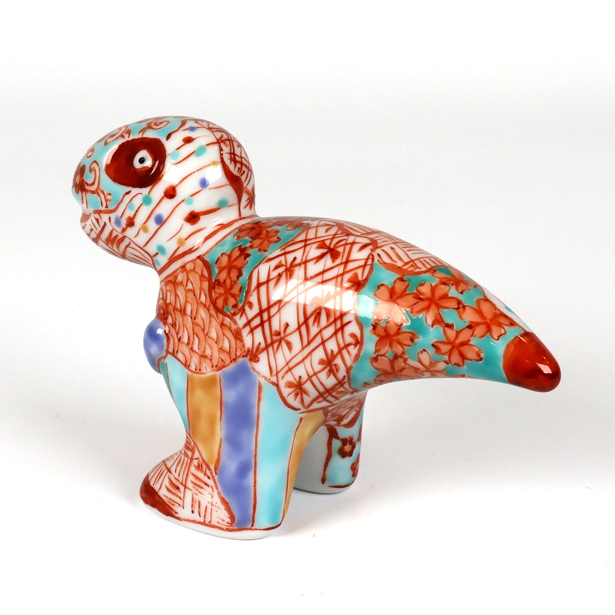 Arita Ware | Arita-yaki Japanese Porcelain | Hand-Painted Dinosaur Figurine | Japanese Porcelain Animal Sculpture | Sakura Shonzui Pattern | Japanese Art & Craft | Made in Japan | Akane Studio | Shoko Yamaguchi