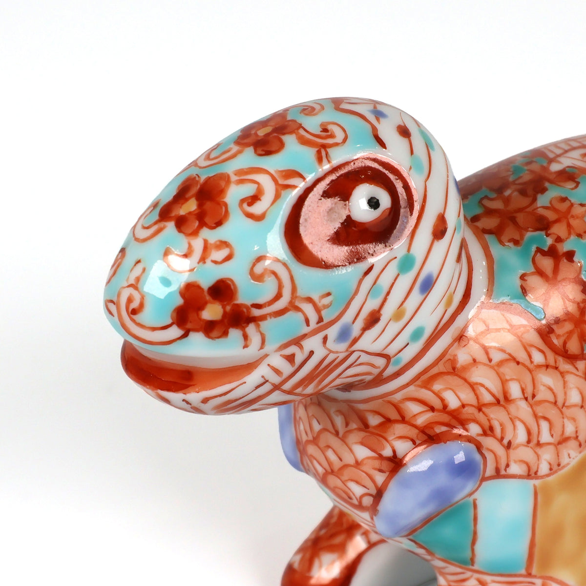 Arita Ware | Arita-yaki Japanese Porcelain | Hand-Painted Dinosaur Figurine | Japanese Porcelain Animal Sculpture | Sakura Shonzui Pattern | Japanese Art & Craft | Made in Japan | Akane Studio | Shoko Yamaguchi