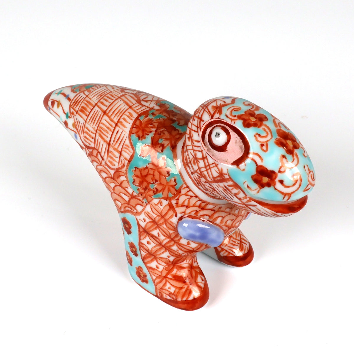 Arita Ware | Arita-yaki Japanese Porcelain | Hand-Painted Dinosaur Figurine | Japanese Porcelain Animal Sculpture | Sakura Shonzui Pattern | Japanese Art & Craft | Made in Japan | Akane Studio | Shoko Yamaguchi