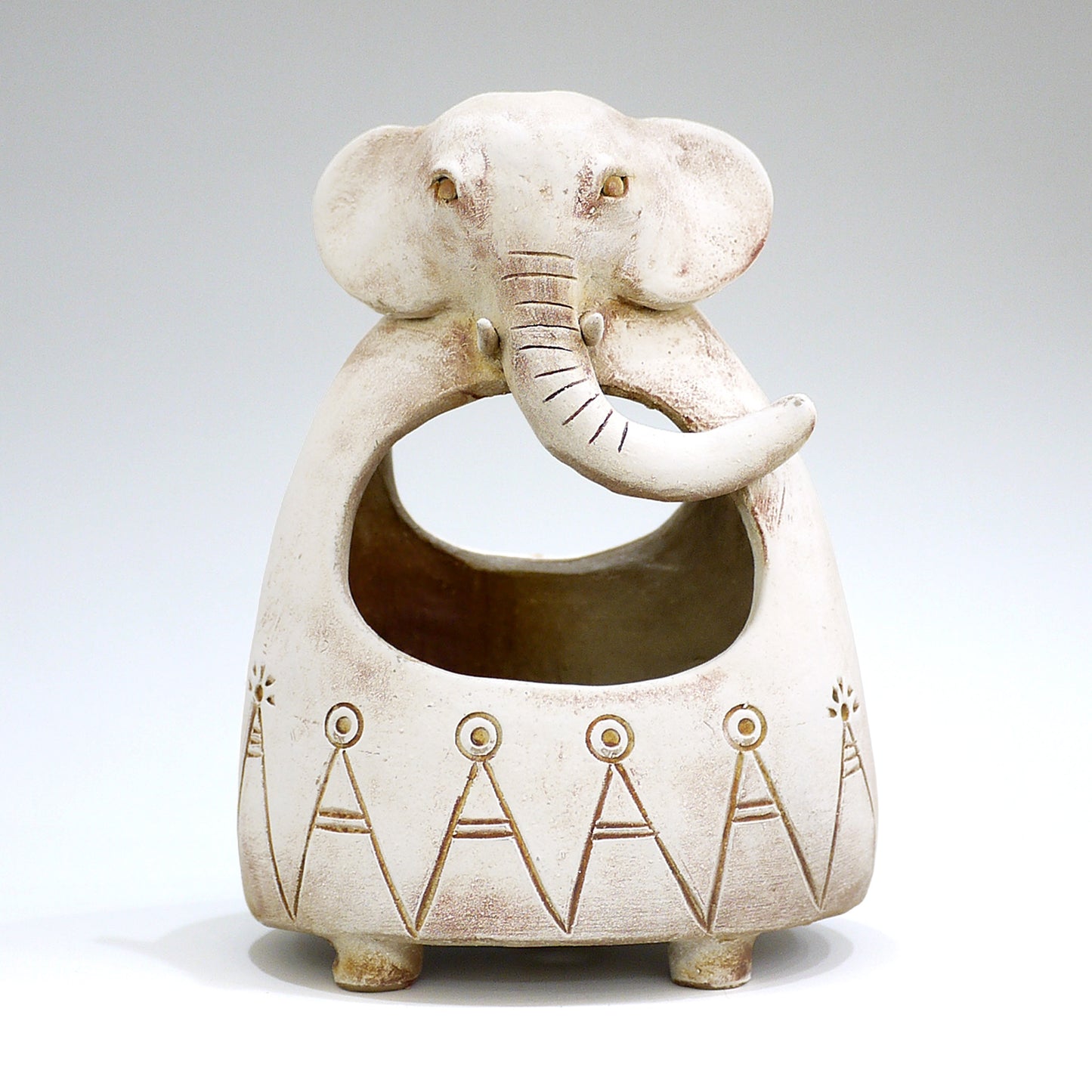 Handmade Ceramic Elephant Planter, Unique Japanese Pottery Flower Vase for Indoor Plants