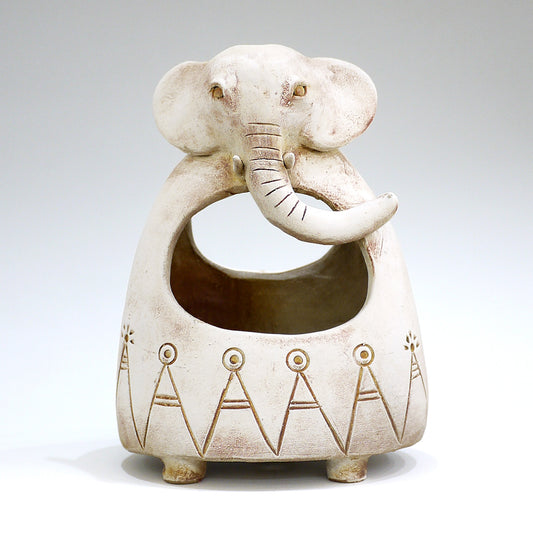 Handmade Ceramic Elephant Planter, Unique Japanese Pottery Flower Vase for Indoor Plants