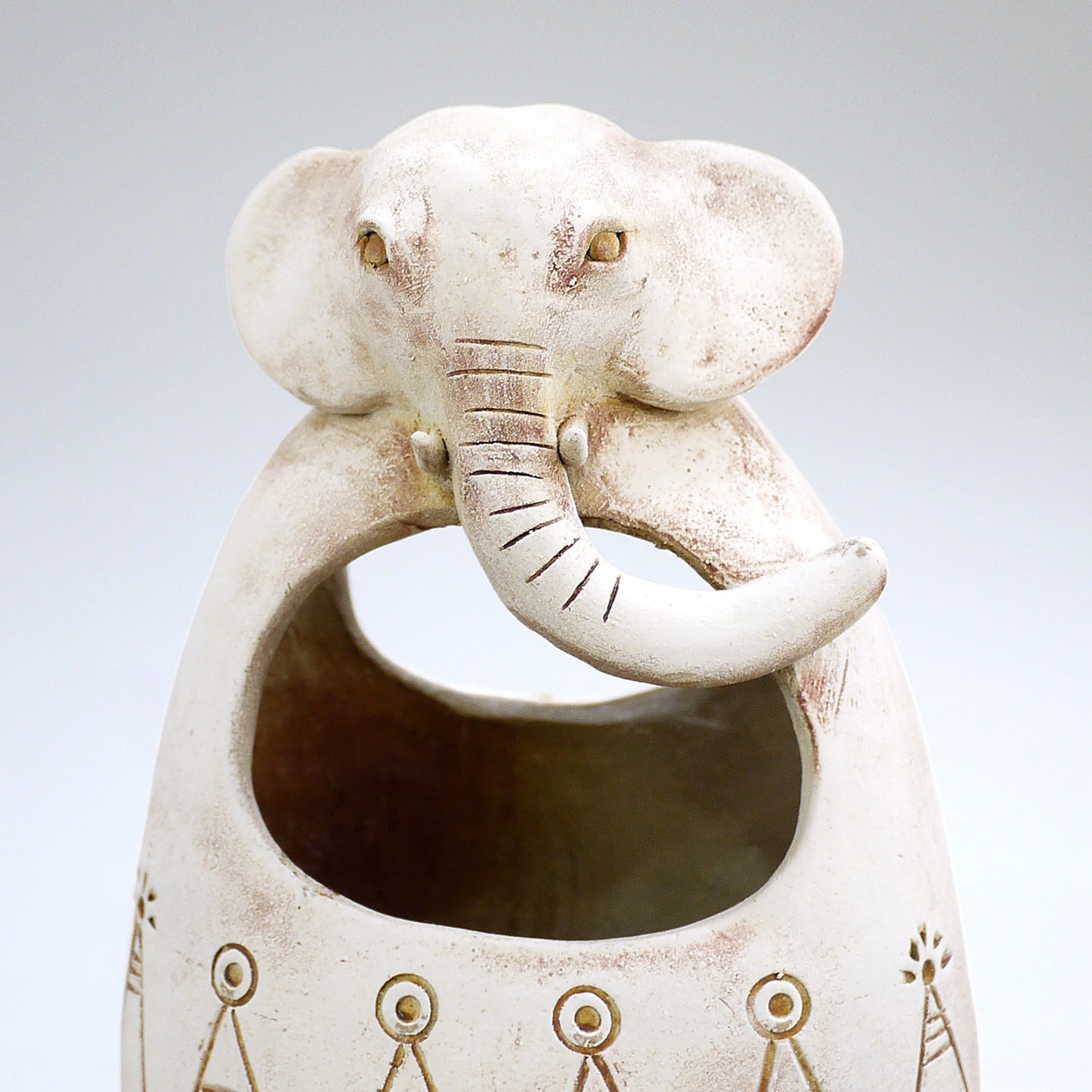 Handmade Ceramic Elephant Planter, Unique Japanese Pottery Flower Vase for Indoor Plants