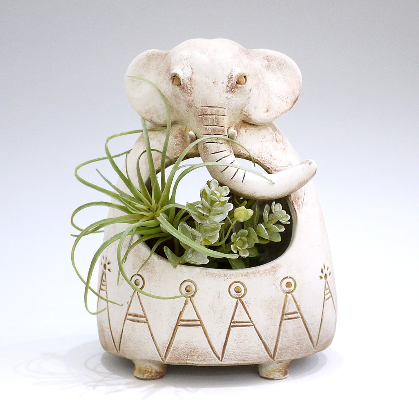 Handmade Ceramic Elephant Planter, Unique Japanese Pottery Flower Vase for Indoor Plants