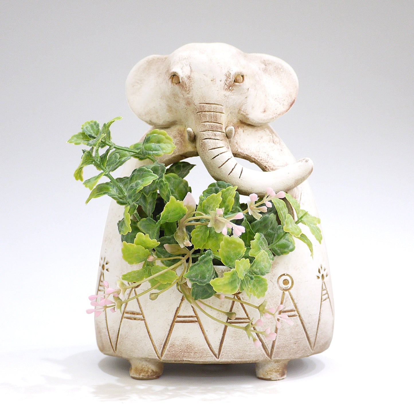Handmade Ceramic Elephant Planter, Unique Japanese Pottery Flower Vase for Indoor Plants