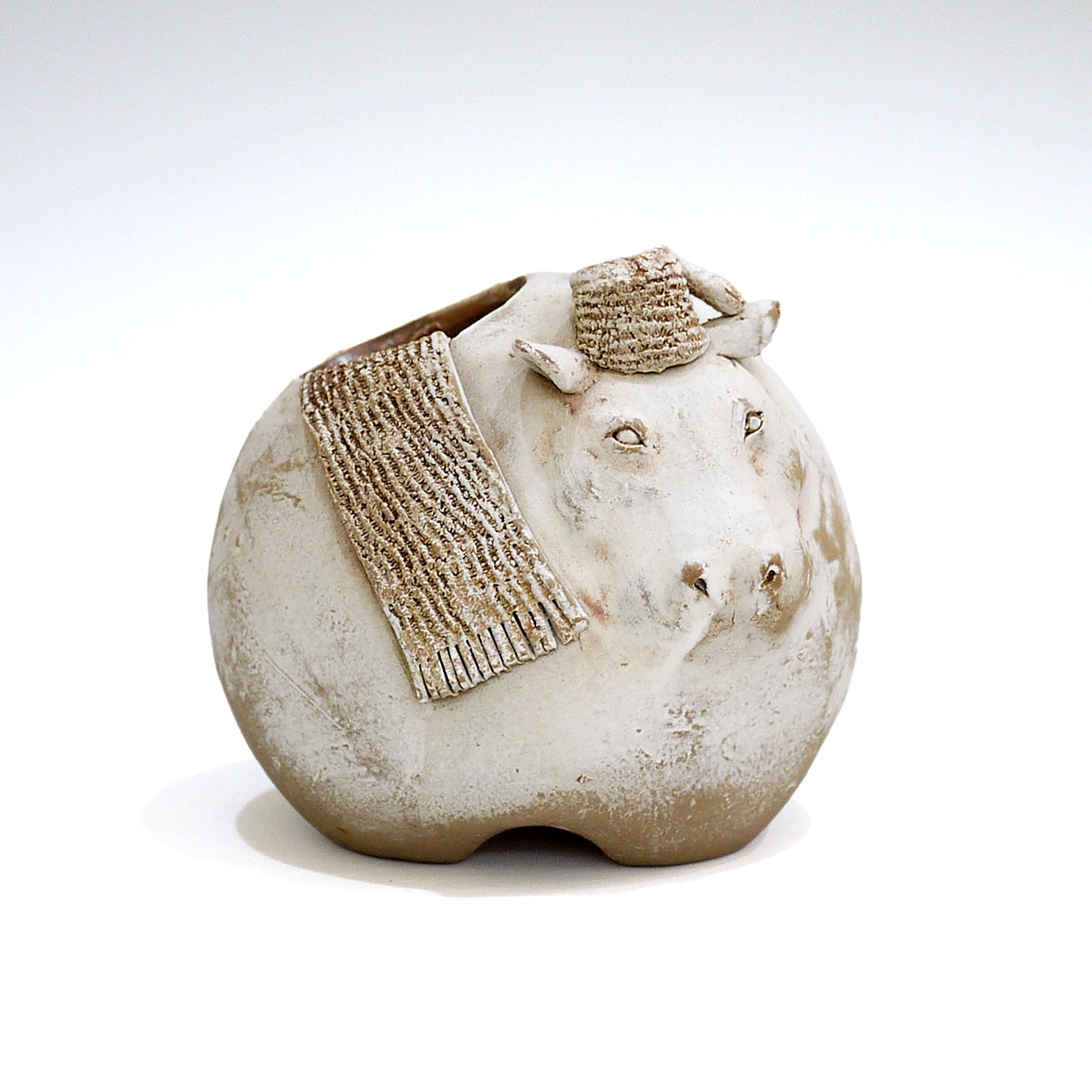 Handmade Ceramic Hippo Vase Kaori Hara Japanese Pottery Flower Bud Holder