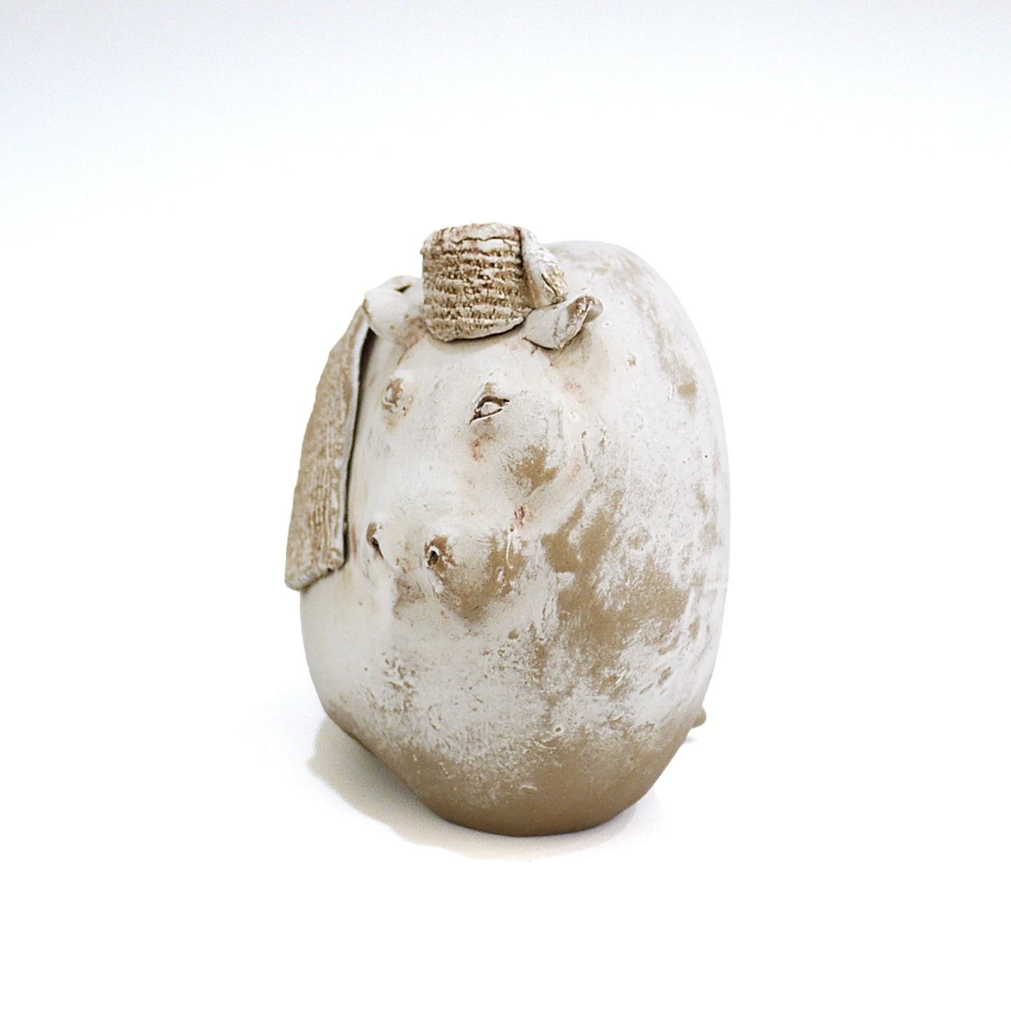 Handmade Ceramic Hippo Vase Kaori Hara Japanese Pottery Flower Bud Holder