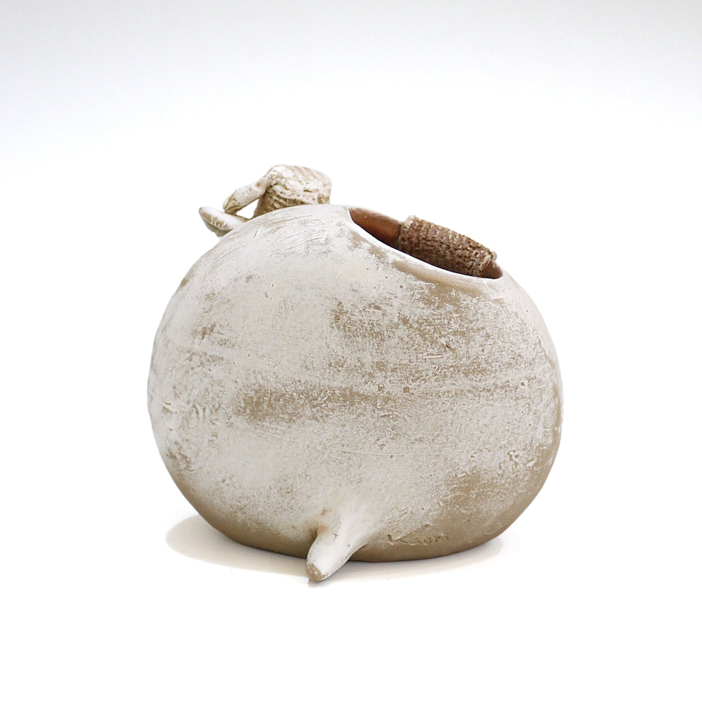 Handmade Ceramic Hippo Vase Kaori Hara Japanese Pottery Flower Bud Holder