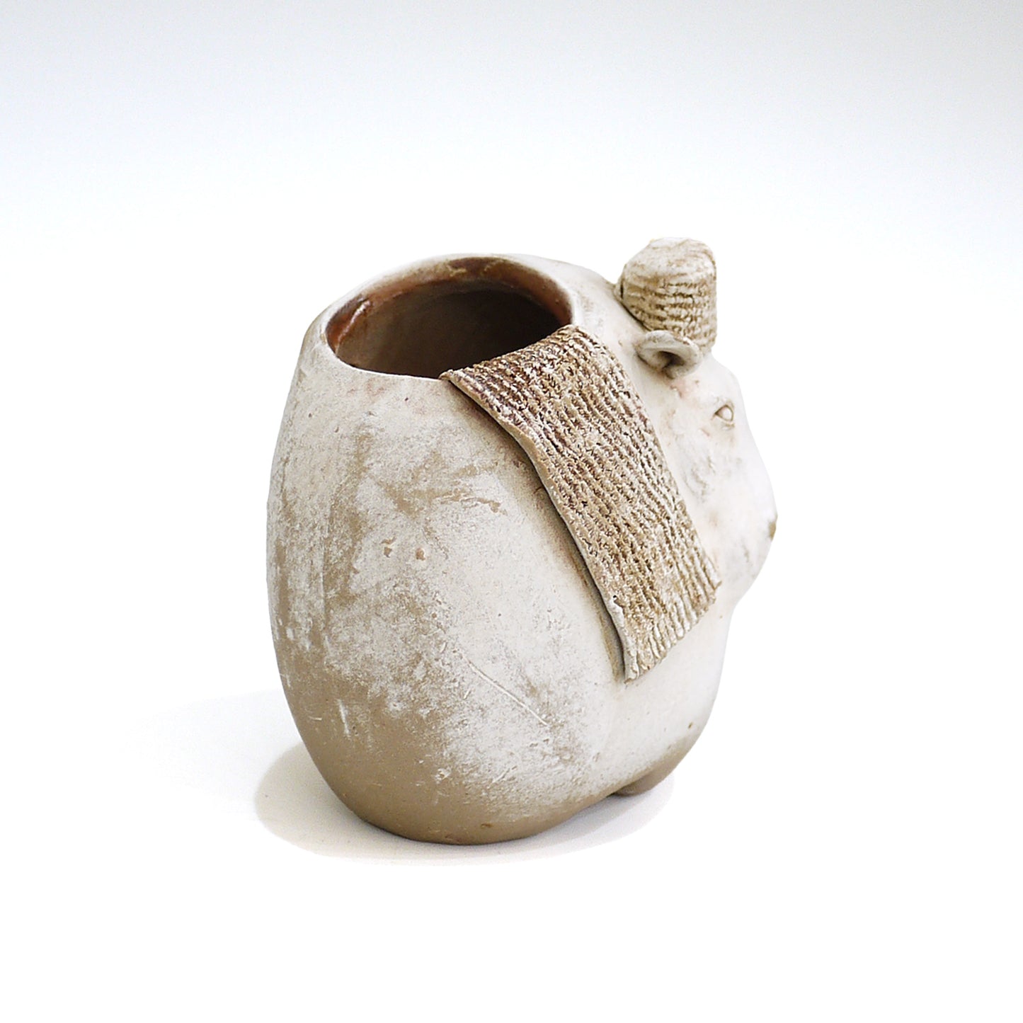 Handmade Ceramic Hippo Vase Kaori Hara Japanese Pottery Flower Bud Holder