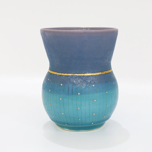 Kasama Ware Blue Sake Cup | Handcrafted Japanese Porcelain | Signed Art Box | Koichi Iinuma | Sake up | Made in Japan