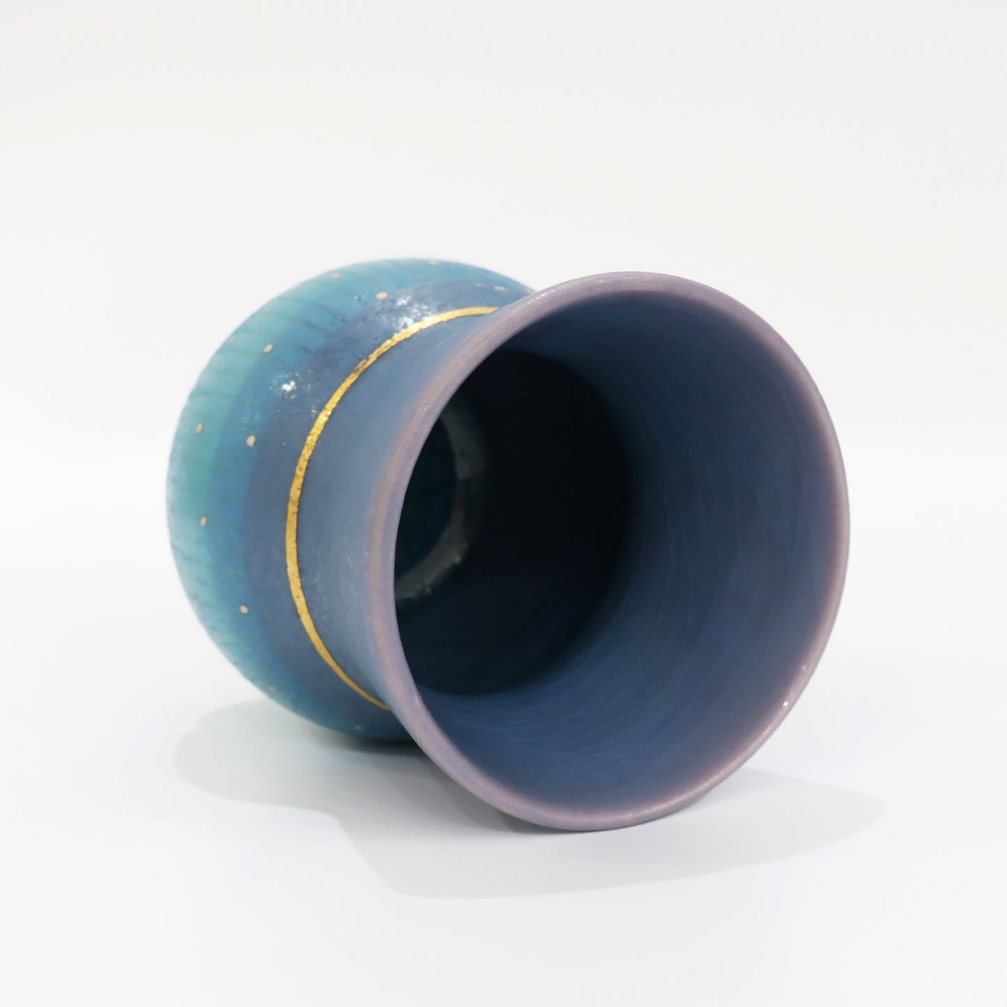 Kasama Ware Blue Sake Cup | Handcrafted Japanese Porcelain | Signed Art Box | Koichi Iinuma | Sake up | Made in Japan