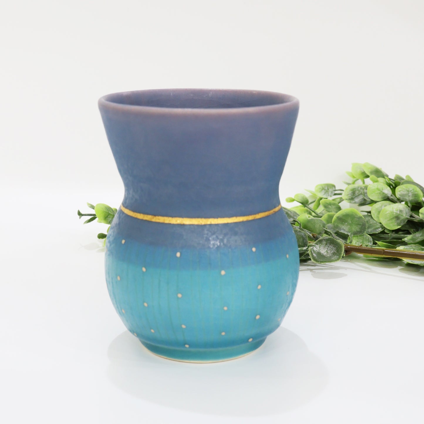 Kasama Ware Blue Sake Cup | Handcrafted Japanese Porcelain | Signed Art Box | Koichi Iinuma | Sake up | Made in Japan