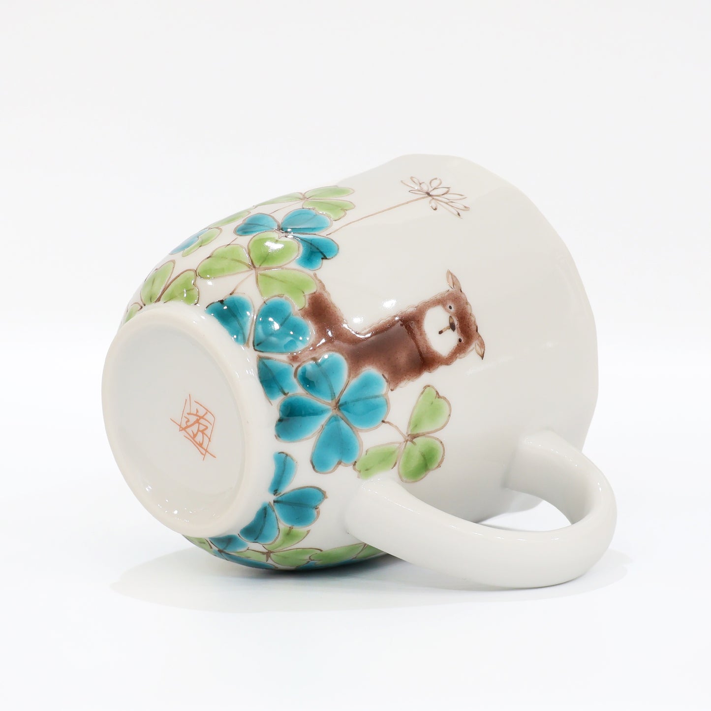 Kutani Ware | Japanese Mug | Alpaca Mug | Coffee Mug | Handmade Mug | Animal Mug | Clover Mug | Gift for Tea Lover |  Cute Mug | Floral Mug | Made in Japan