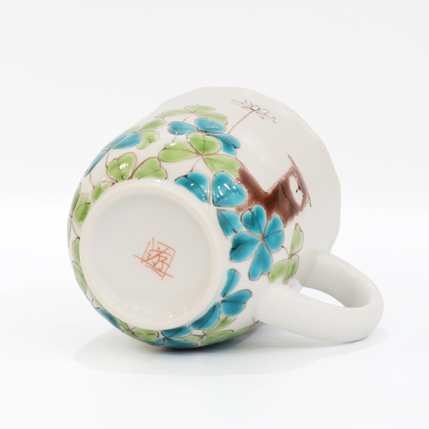 Kutani Ware "Sea & Meadow" Pair Mugs | Handcrafted Japanese Ceramic Cups | Alpaca, Clover & Sea Animals | Made in Japan