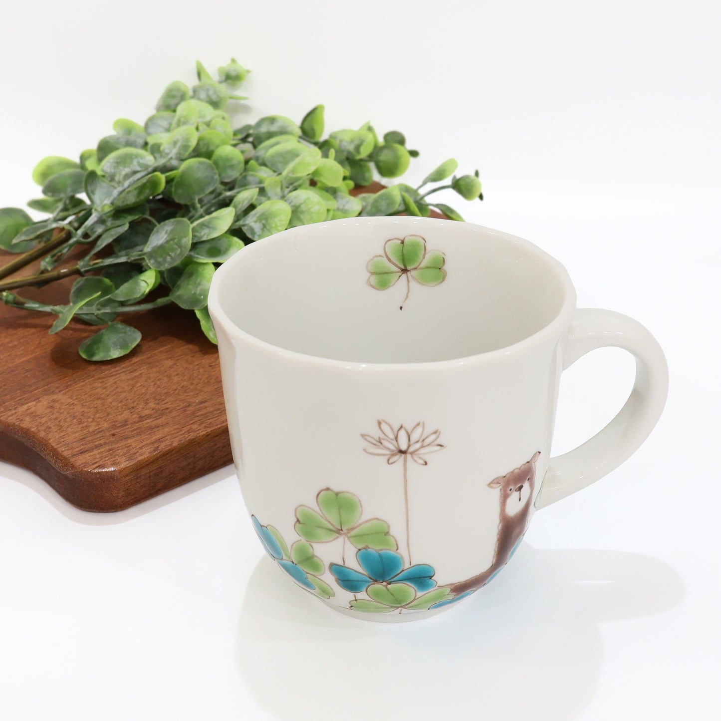 Kutani Ware "Sea & Meadow" Pair Mugs | Handcrafted Japanese Ceramic Cups | Alpaca, Clover & Sea Animals | Made in Japan