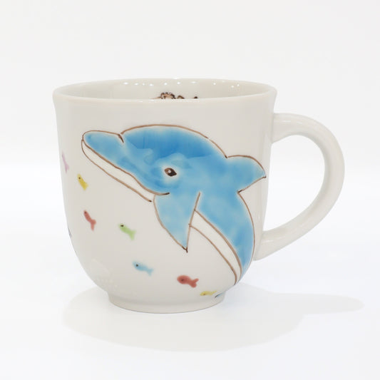 Kutani Ware | Japanese Mug | Ocean Mug | Dolphin Mug | Penguin Mug | Jellyfish Mug | Clownfish Mug | Coffee Mug | Tea Cup | Japanese Pottery | Handmade Mug | Hand Painted | Made in Japan | Animal Mug