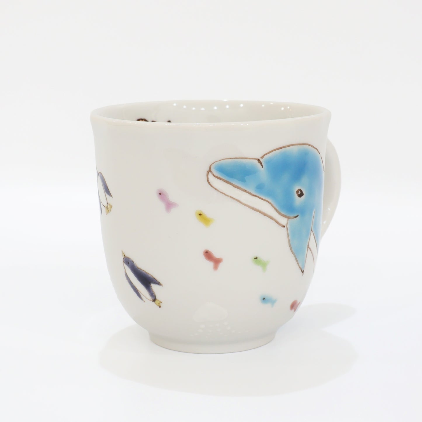 Kutani Ware | Japanese Mug | Ocean Mug | Dolphin Mug | Penguin Mug | Jellyfish Mug | Clownfish Mug | Coffee Mug | Tea Cup | Japanese Pottery | Handmade Mug | Hand Painted | Made in Japan | Animal Mug