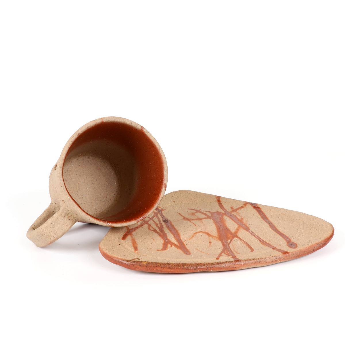 Bizen Ware | Japanese Handmade Pottery | Bizen-yaki Coffee Cup & Saucer | Japanese Ceramic Coffee Set | Hidasuki Pottery | Unglazed Stoneware | Traditional Japanese Tableware | Yayoi Shimizu | Made in Japan