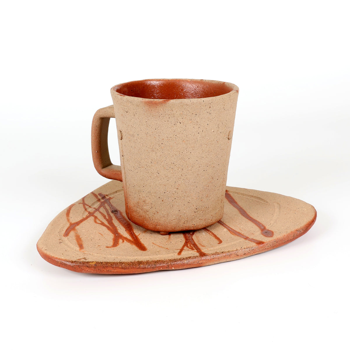 Bizen Ware | Japanese Handmade Pottery | Bizen-yaki Coffee Cup & Saucer | Japanese Ceramic Coffee Set | Hidasuki Pottery | Unglazed Stoneware | Traditional Japanese Tableware | Yayoi Shimizu | Made in Japan