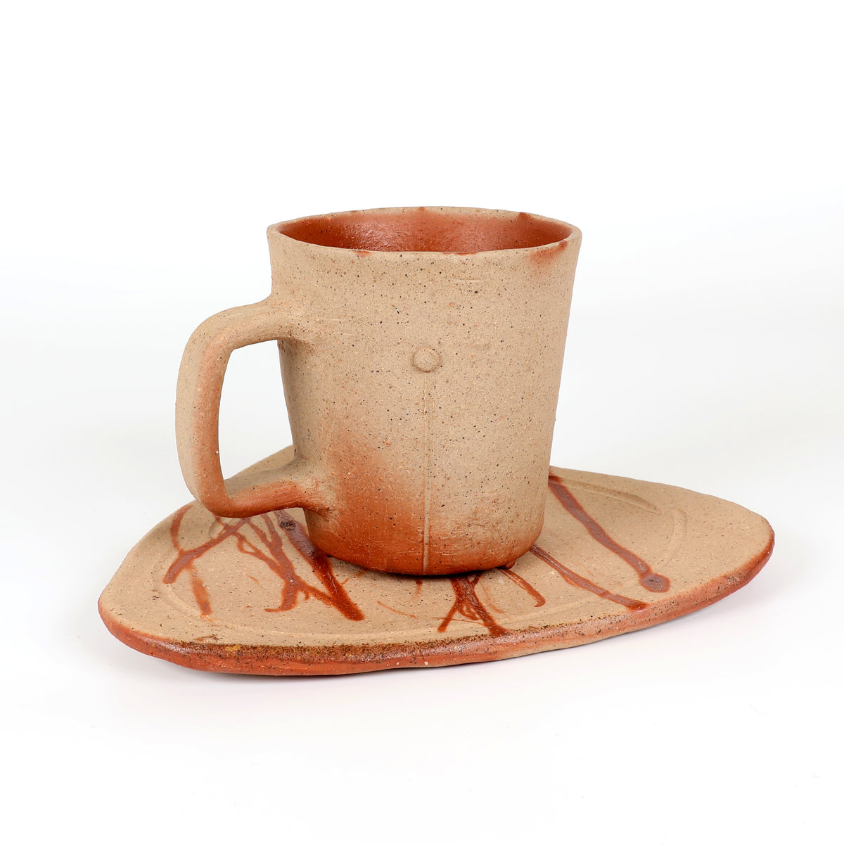 Bizen Ware | Japanese Handmade Pottery | Bizen-yaki Coffee Cup & Saucer | Japanese Ceramic Coffee Set | Hidasuki Pottery | Unglazed Stoneware | Traditional Japanese Tableware | Yayoi Shimizu | Made in Japan