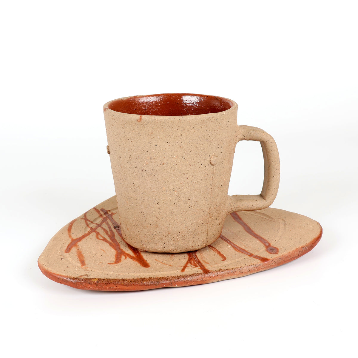Bizen Ware | Japanese Handmade Pottery | Bizen-yaki Coffee Cup & Saucer | Japanese Ceramic Coffee Set | Hidasuki Pottery | Unglazed Stoneware | Traditional Japanese Tableware | Yayoi Shimizu | Made in Japan