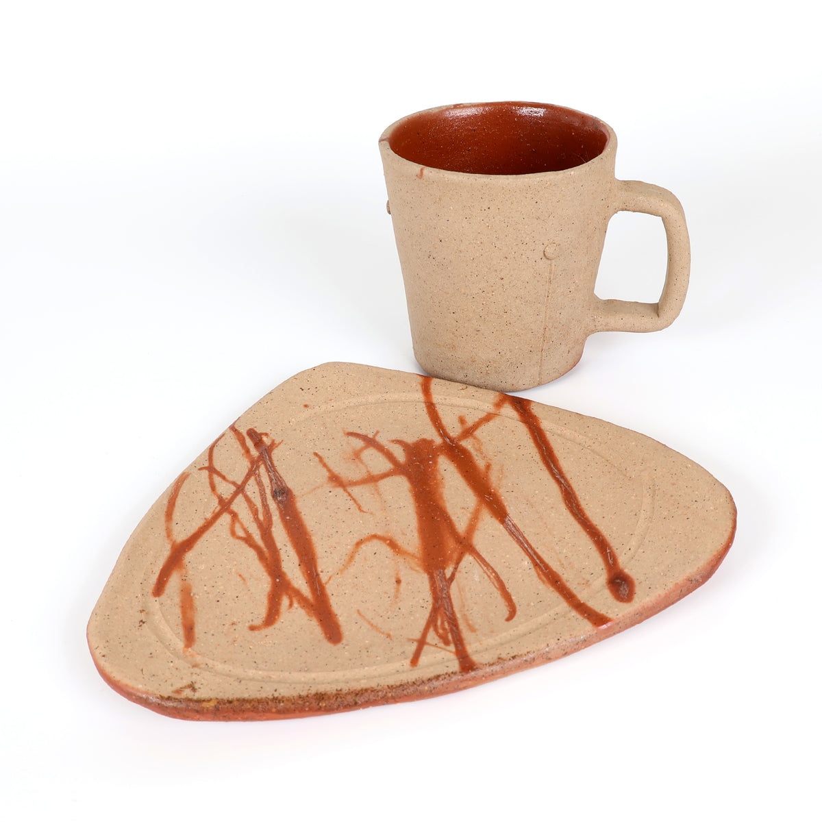 Bizen Ware | Japanese Handmade Pottery | Bizen-yaki Coffee Cup & Saucer | Japanese Ceramic Coffee Set | Hidasuki Pottery | Unglazed Stoneware | Traditional Japanese Tableware | Yayoi Shimizu | Made in Japan