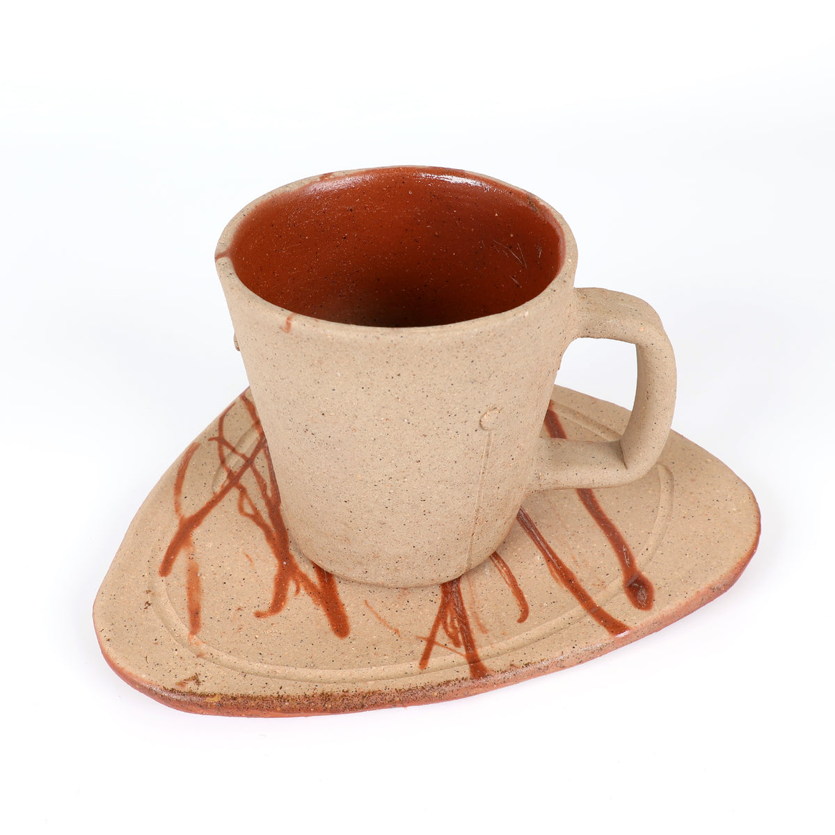 Bizen Ware | Japanese Handmade Pottery | Bizen-yaki Coffee Cup & Saucer | Japanese Ceramic Coffee Set | Hidasuki Pottery | Unglazed Stoneware | Traditional Japanese Tableware | Yayoi Shimizu | Made in Japan