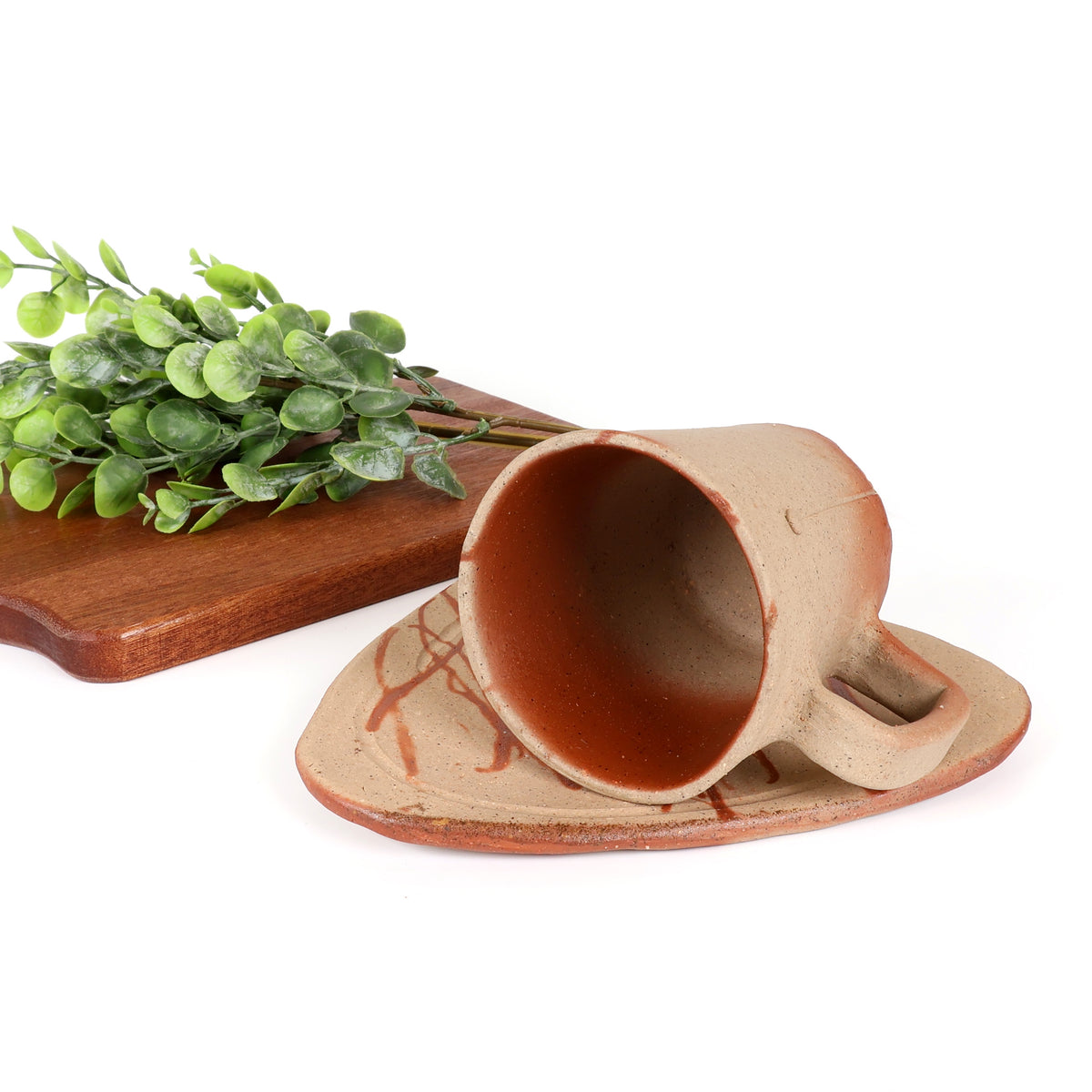 Bizen Ware | Japanese Handmade Pottery | Bizen-yaki Coffee Cup & Saucer | Japanese Ceramic Coffee Set | Hidasuki Pottery | Unglazed Stoneware | Traditional Japanese Tableware | Yayoi Shimizu | Made in Japan