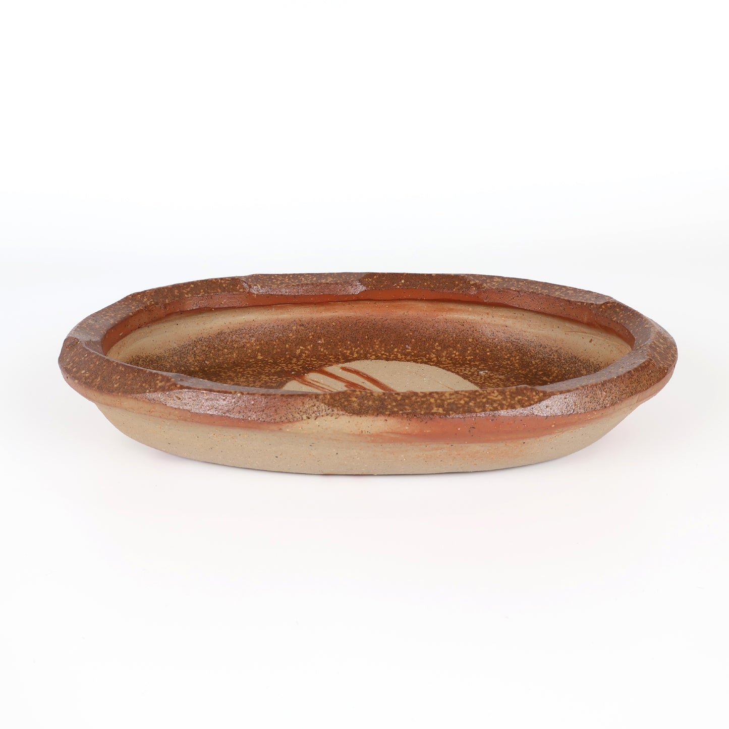 Bizen Ware | Bizen-yaki Japanese Pottery | Handmade Botamochi Oval Serving Bowl | Traditional Japanese Ceramic Dish | Unglazed Stoneware | Yayoi Shimizu | Made in Japan
