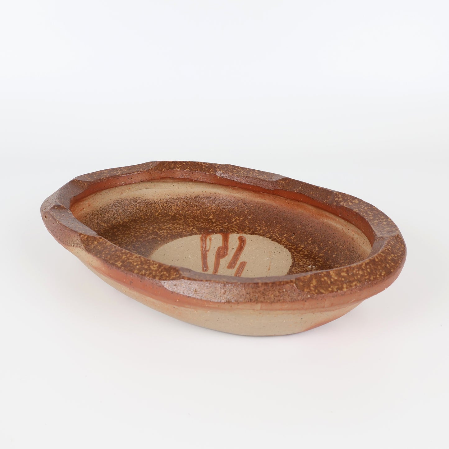 Bizen Ware | Bizen-yaki Japanese Pottery | Handmade Botamochi Oval Serving Bowl | Traditional Japanese Ceramic Dish | Unglazed Stoneware | Yayoi Shimizu | Made in Japan
