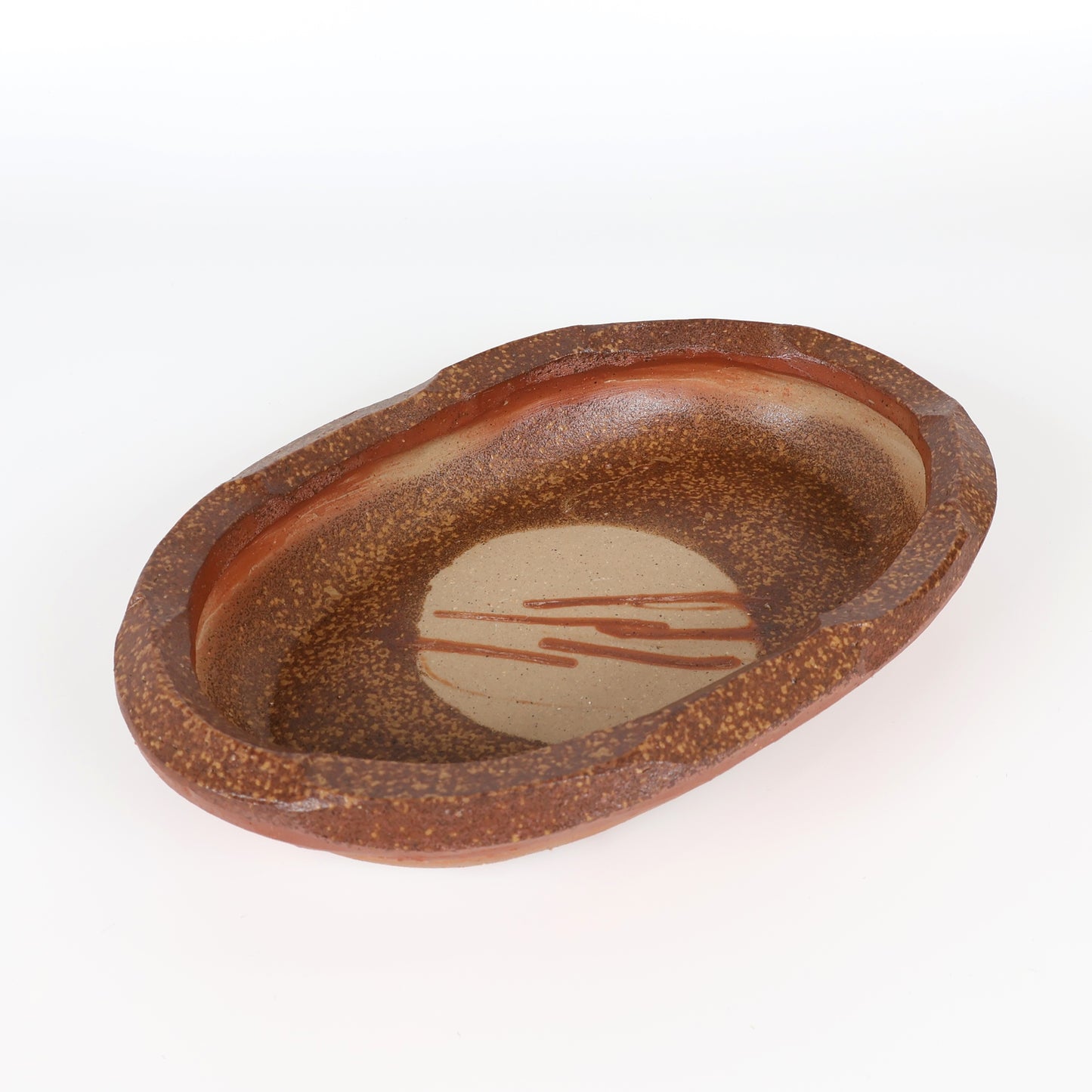 Bizen Ware | Bizen-yaki Japanese Pottery | Handmade Botamochi Oval Serving Bowl | Traditional Japanese Ceramic Dish | Unglazed Stoneware | Yayoi Shimizu | Made in Japan