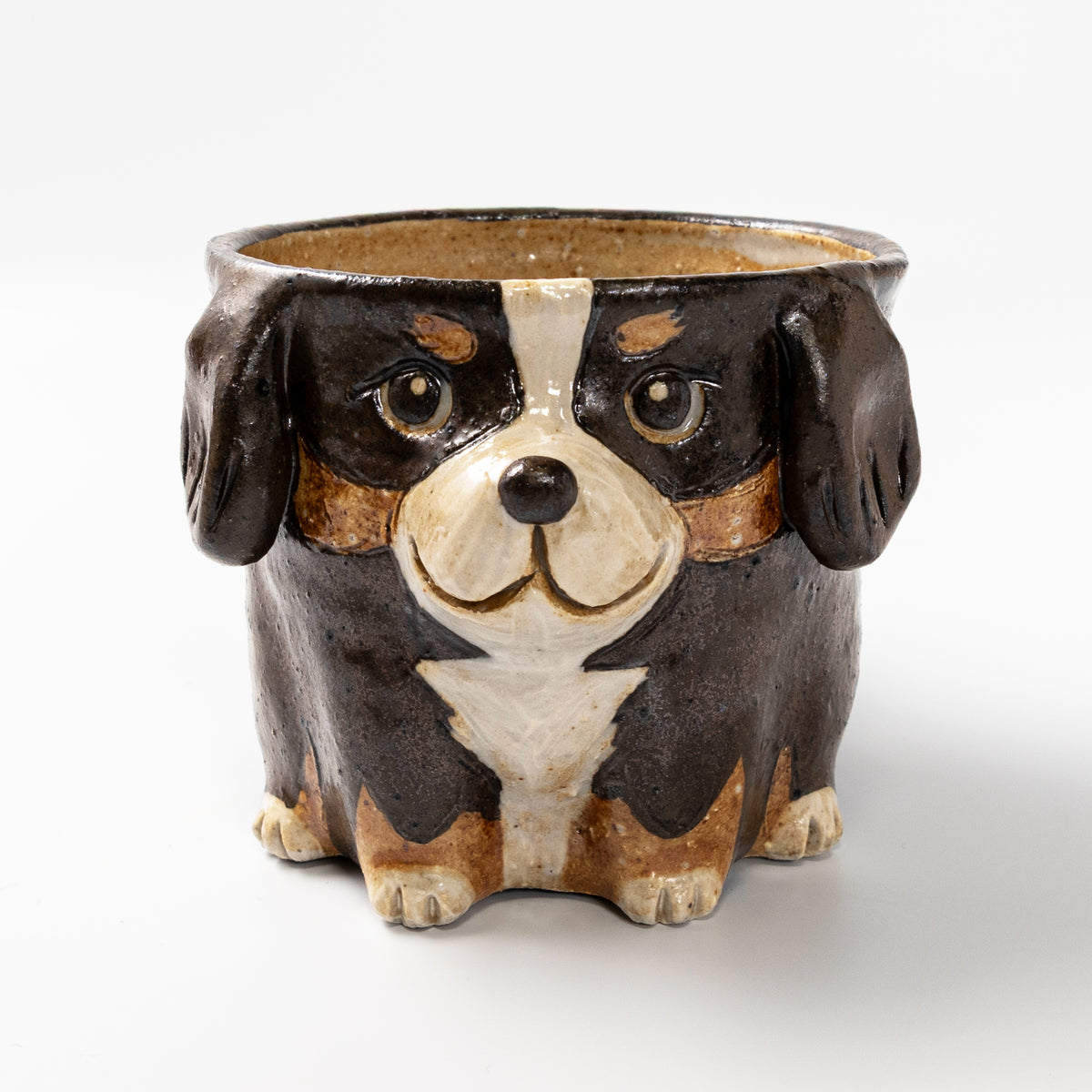 Handmade Ceramic Bernese Mountain Dog Coffee Mug - Cute Animal Small Japanese Pottery Tea Cup & Gift (5 oz / 150ml)