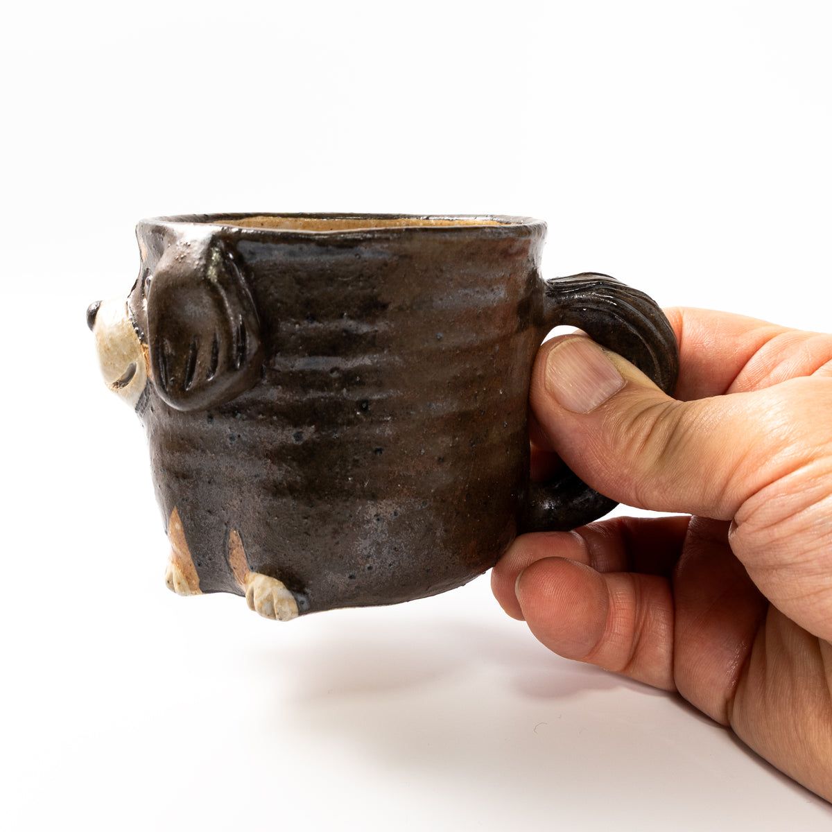 Handmade Ceramic Bernese Mountain Dog Coffee Mug - Cute Animal Small Japanese Pottery Tea Cup & Gift (5 oz / 150ml)