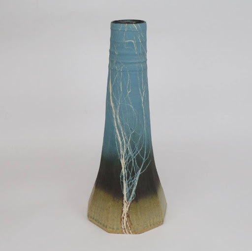 Raiju Vase | Handmade Kasama-yaki Ceramic | Lightning-Inspired Geometric Flower Vase by Masami Kobayashi