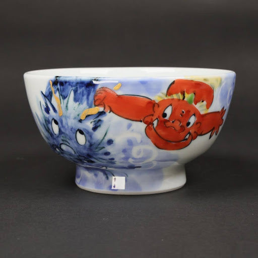 Oni and Dragon Rice Bowl | Hand-Painted Hasami Ware Porcelain | Japanese Rice Bowl | Japanese culture | Made in Japan