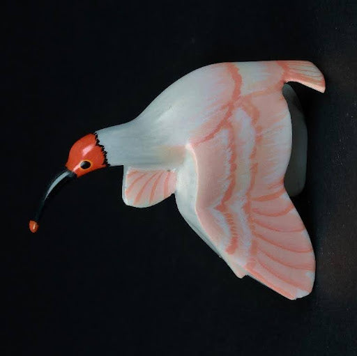 Handmade Wooden Brooch “Lovebird | Toki” – Nature-Inspired Art from Hokkaido | Hand-Carved | Wooden Bird Brooch