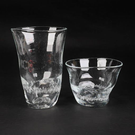 Handmade Glassware Set | Crystal-Clear Beer Glass & Rock Glass | Handmade Beer and Whiskey Glass Pair