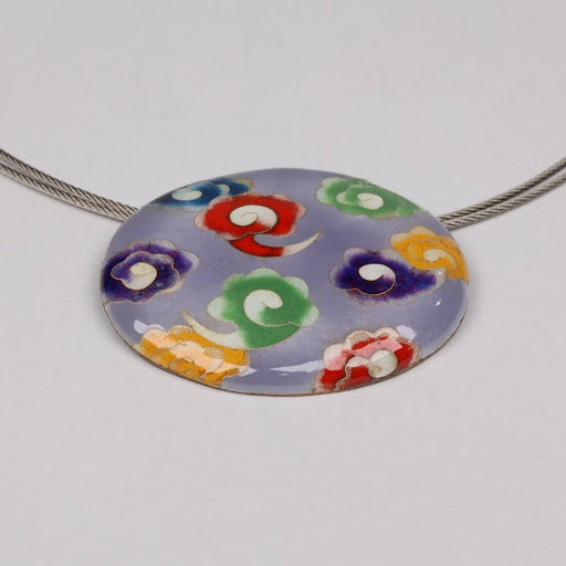 Auspicious Cloud Cloisonné Necklace | Japanese Lucky Motif Jewelry | Traditional Japanese Zuiun Motif | Japanese Cloisonné Necklace | Made in Japan